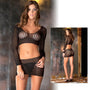 Rene Rofe 2 - piece Quarter Crochet Net Bodystocking O/S - Royal Sins