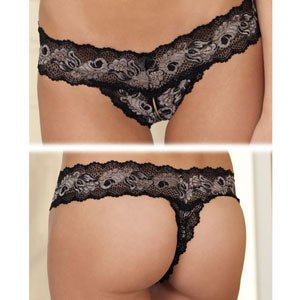 Rene Rofe Crotchless Lace V - Thong S/M - Royal Sins
