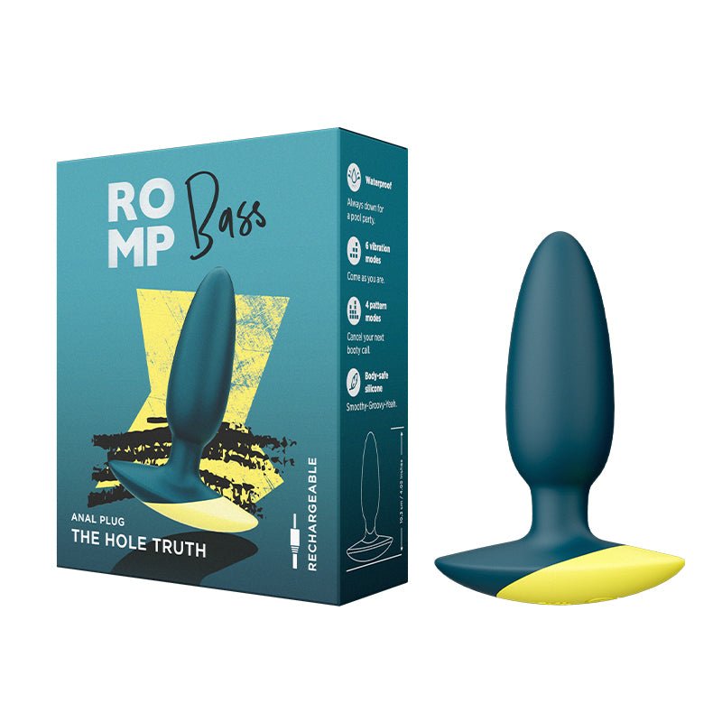 ROMP Bass Rechargeable Silicone Vibrating Anal Plug Dark Green - Royal Sins