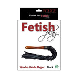Rouge Fetish Play Vegan Wooden Handle Flogger Black - Royal Sins