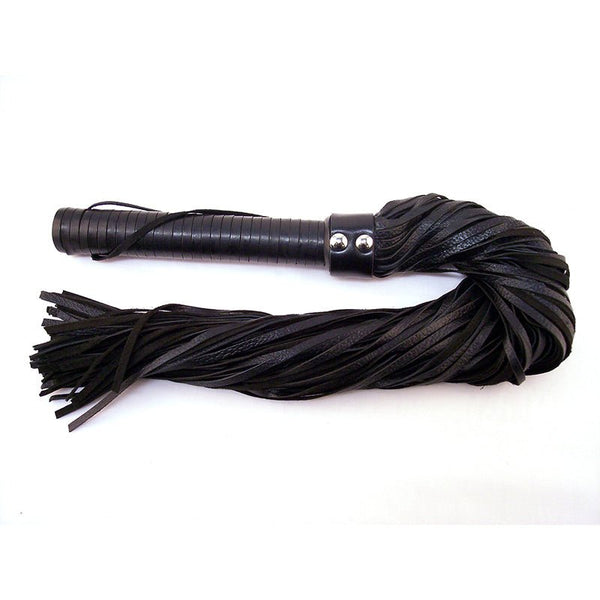 Rouge Flogger, Leather w/Leather Handle Black - Royal Sins