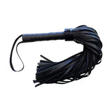 Rouge Long Leather Flogger Black with Black Accessories - Royal Sins