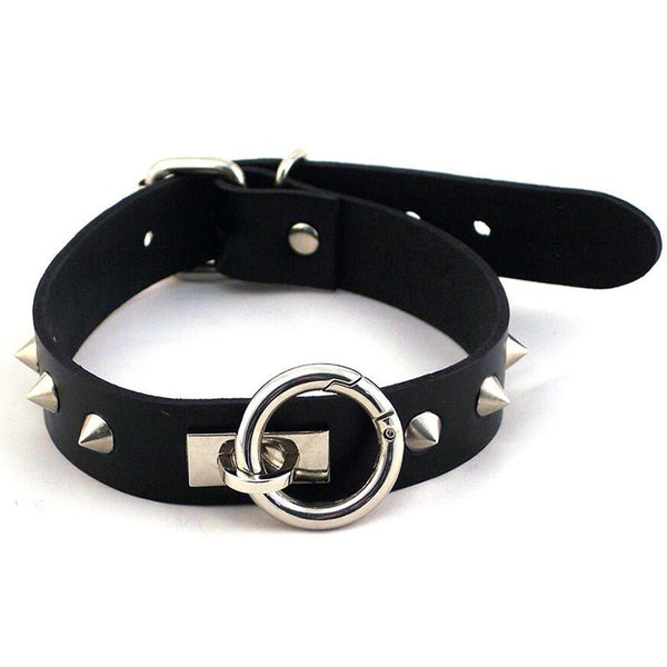 Rouge O - Ring Studded Collar (Thinner) Black - Royal Sins