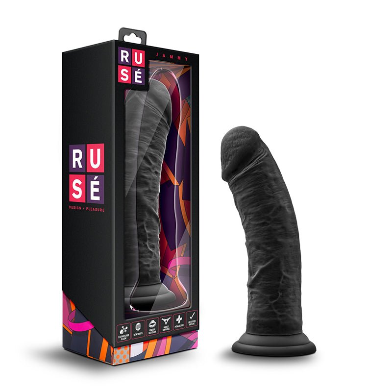 Ruse Jammy Realistic 8 in. Silicone Dildo Black - Royal Sins