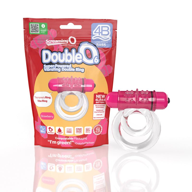 Screaming O 4B DoubleO 6 Vibrating Double Cockring Strawberry - Royal Sins