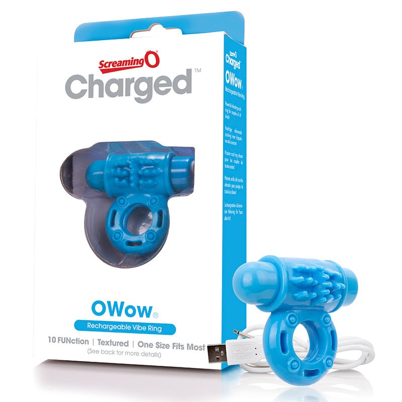 Screaming O Charged OWow Vooom Vibrating Cock Ring - Blue - Royal Sins