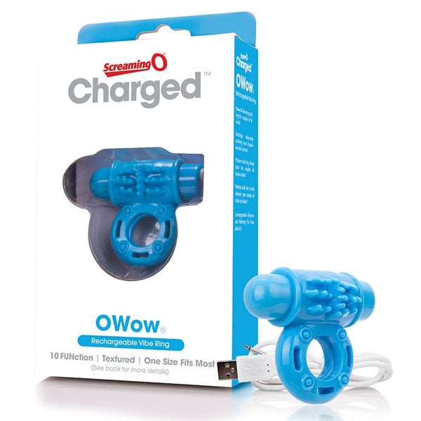 Screaming O Charged OWow Vooom Vibrating Cock Ring - Blue - Royal Sins