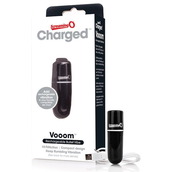 Screaming O Charged Vooom Rechargeable Bullet Vibe - Black - Royal Sins