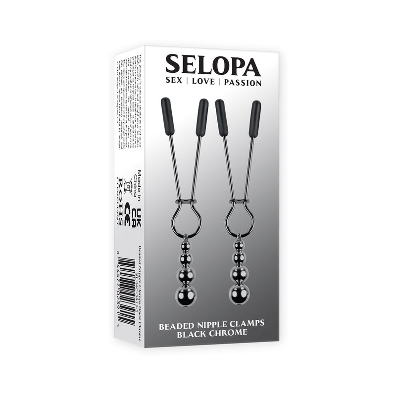 Selopa Beaded Nipple Clamps Stainless Steel Black Chrome - Royal Sins