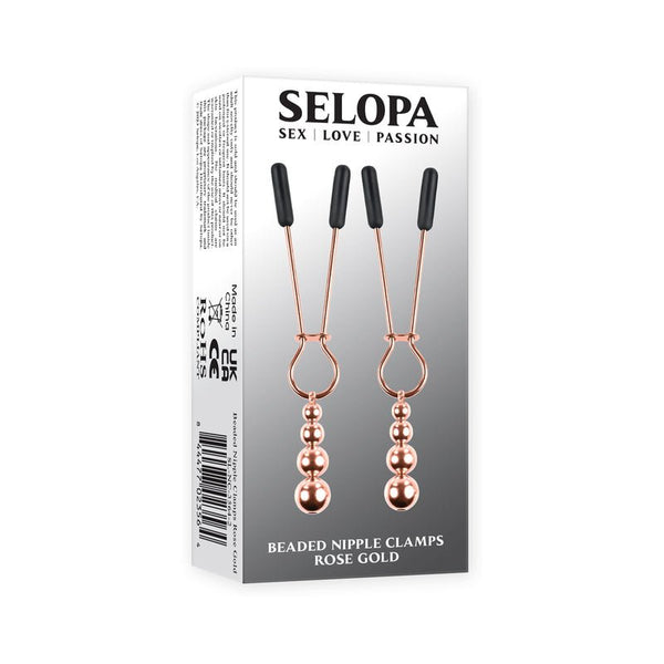 Selopa Beaded Nipple Clamps Stainless Steel Rose Gold - Royal Sins