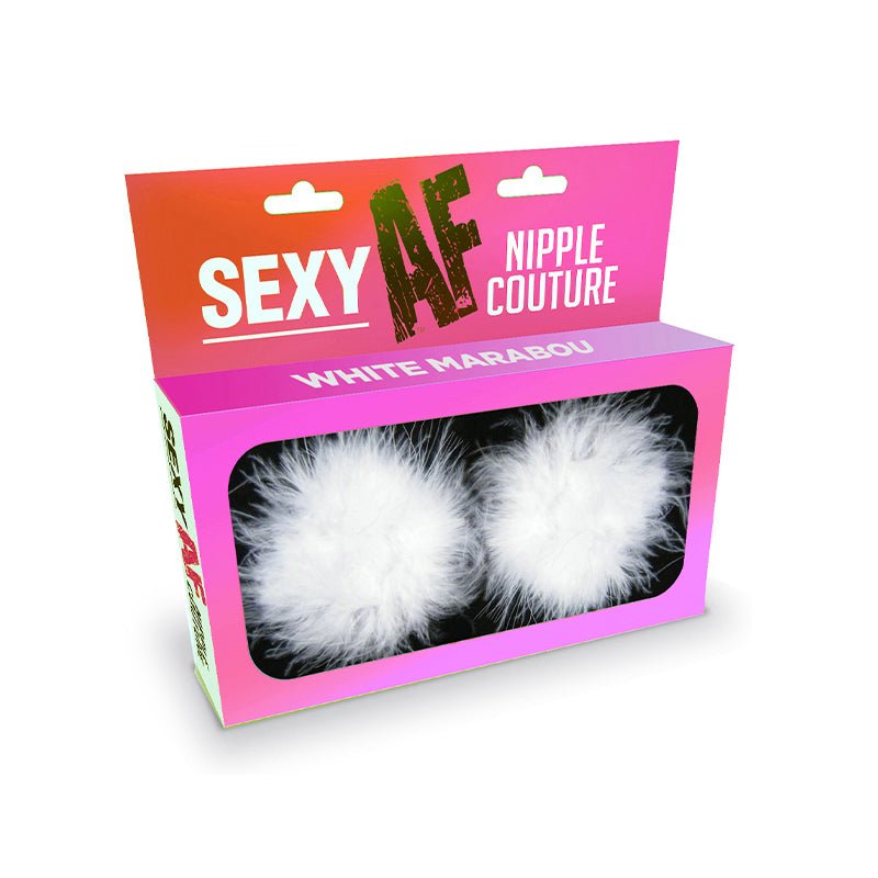 Sexy AF Nipple Couture White Marabou Pasties - Royal Sins