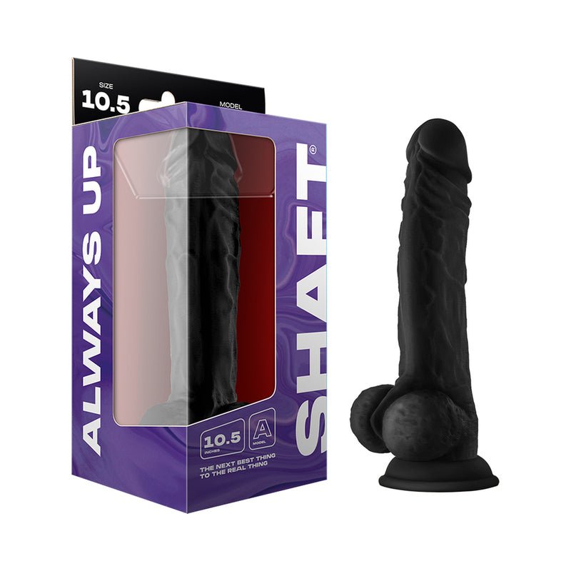 Shaft Model A 10.5 in. Liquid Silicone Dong with Balls Black - Royal Sins