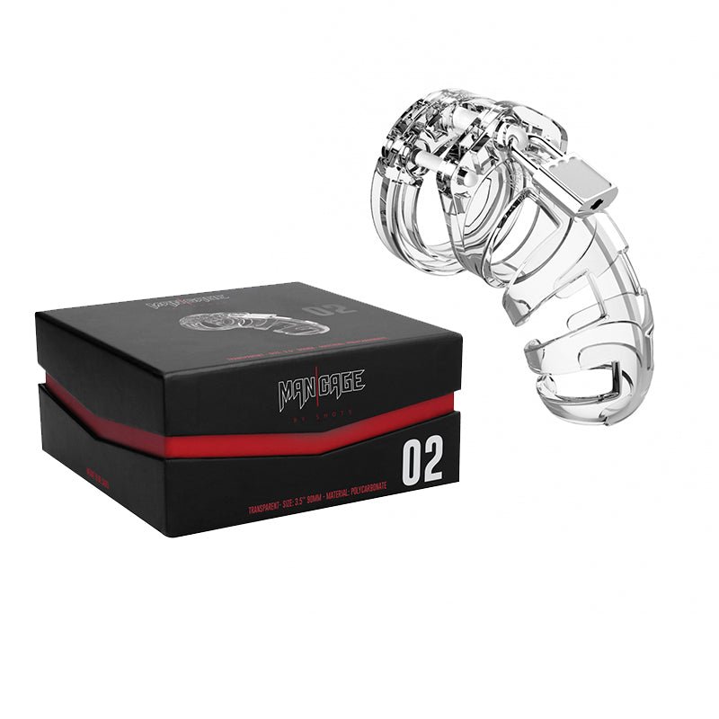Shots ManCage Model 02 Adjustable 3.5 in. Chastity Cock Cage Clear - Royal Sins