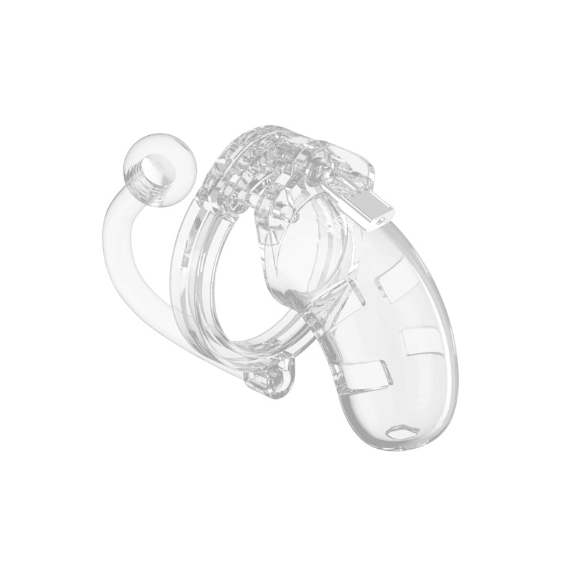 Shots ManCage Model 10 3.5 in. Chastity Cock Cage With Plug Clear - Royal Sins