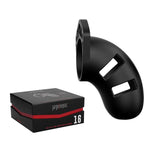 Shots ManCage Model 20 Adjustable 3.5 in. Silicone Chastity Cock Cage Black - Royal Sins