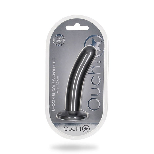 Shots Ouch! Smooth Silicone 6 in. G - Spot Dildo Gunmetal - Royal Sins
