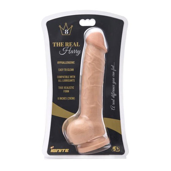 Si Ingite Real Harry Dildo With Balls and Suction Cup 8in Vanilla - Royal Sins