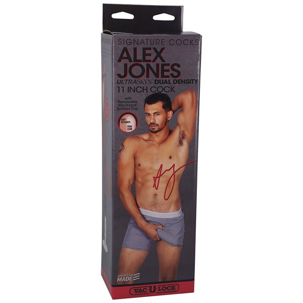 Signature Cocks Alex Jones ULTRASKYN 11 in. Dual Density Dildo with Removable Vac - U - Lock Suction Cup Tan - Royal Sins