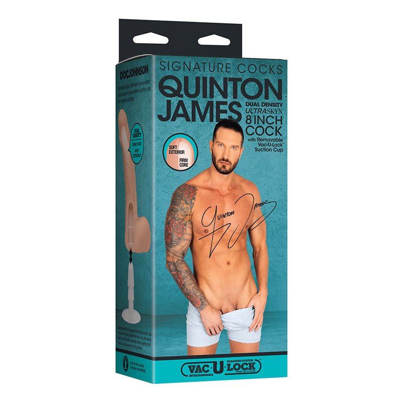 Signature Cocks Quinton James 8 in. Dual - Density Dildo with Vac - U - Lock Suction Cup Beige - Royal Sins