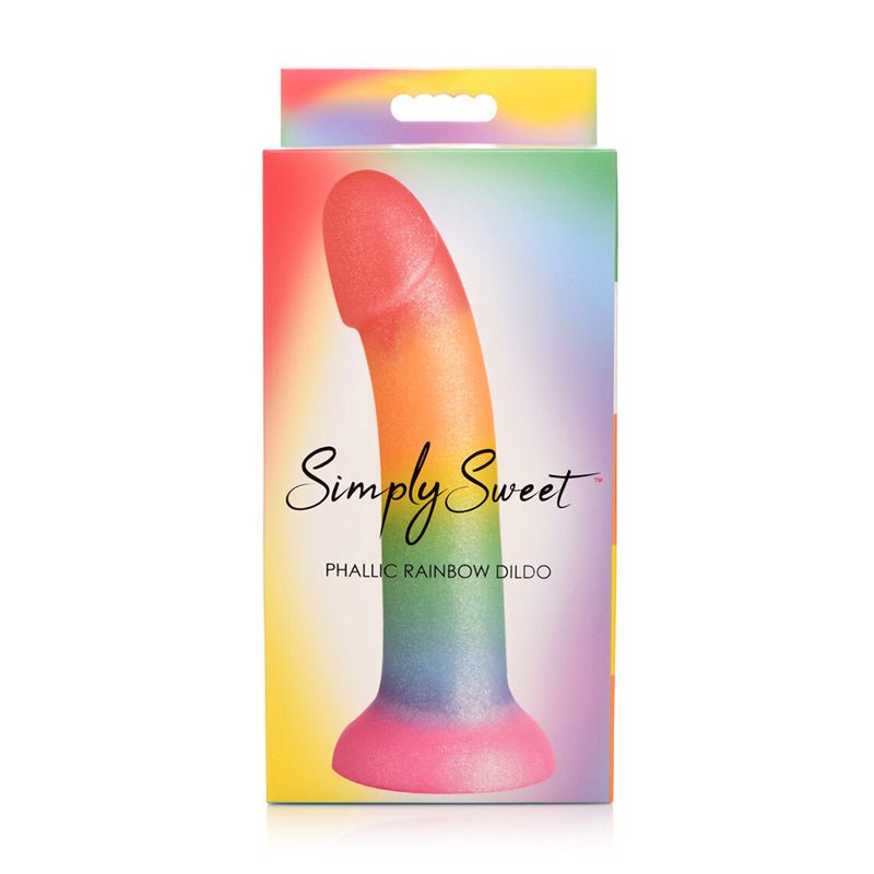 Simply Sweet Phallic 6.5 in. Silicone Dildo Rainbow - Royal Sins