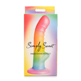 Simply Sweet Ribbed 6.5 in. Silicone Dildo Rainbow - Royal Sins