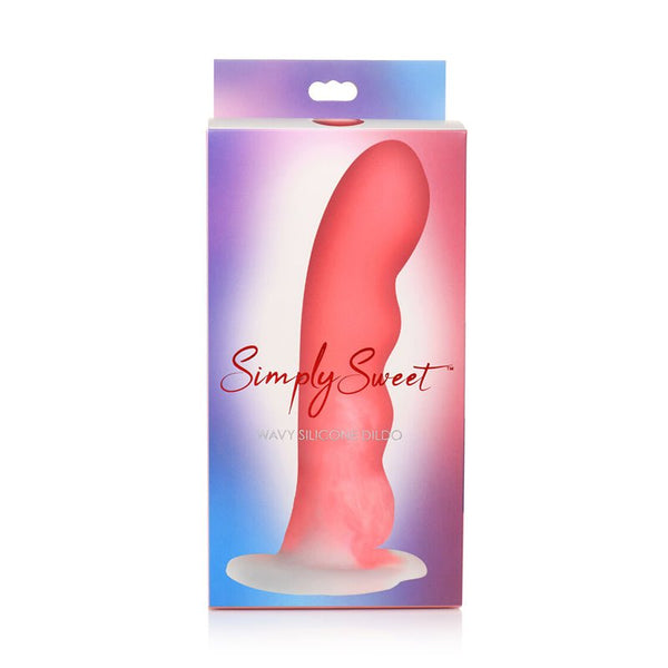 Simply Sweet Wavy 8 in. Silicone Dildo Pink/White - Royal Sins