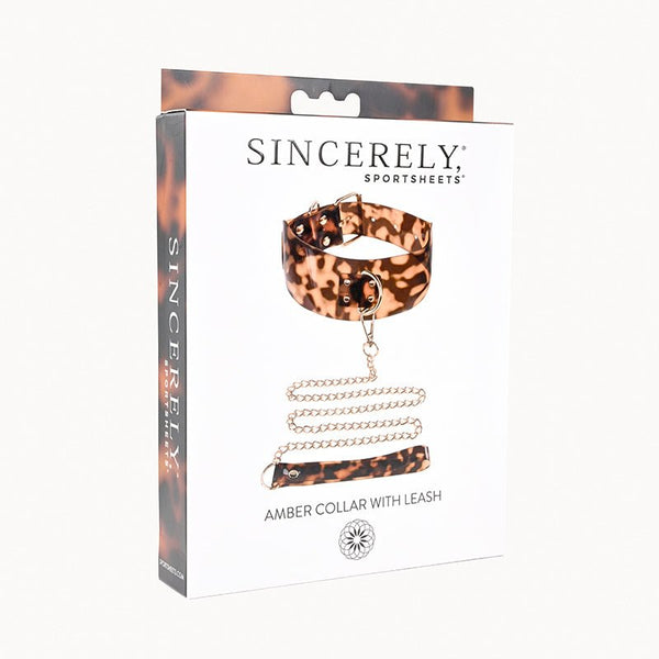 Sincerely, Sportsheets Amber Adjustable Collar with Leash Tortoiseshell - Royal Sins