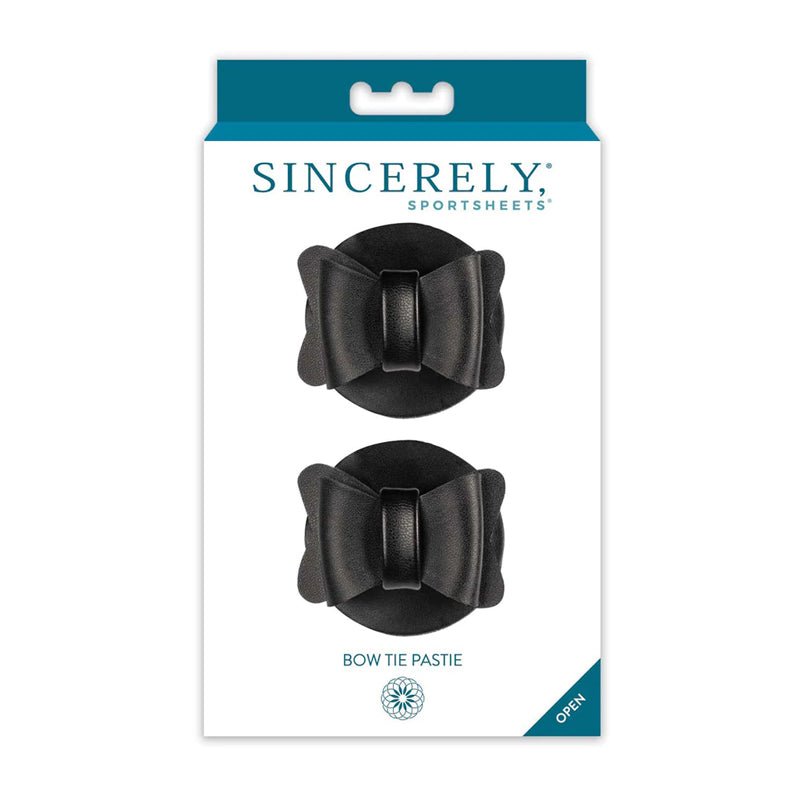 Sincerely, Sportsheets Bow Tie Pasties Black - Royal Sins