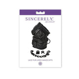 Sincerely, Sportsheets Lace Adjustable Fur - Lined Handcuffs Black - Royal Sins