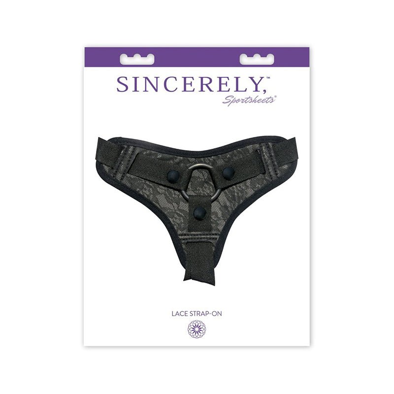 Sincerely, Sportsheets Lace Adjustable Strap - On Harness Black - Royal Sins