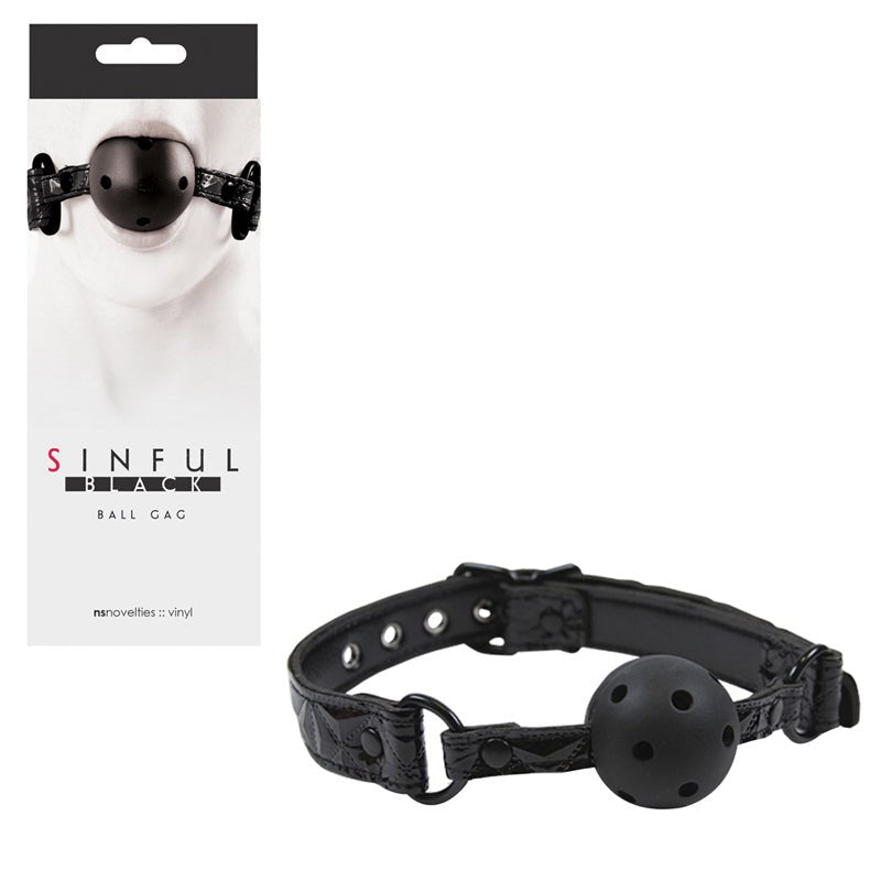Sinful Vinyl Ball Gag Black - Royal Sins