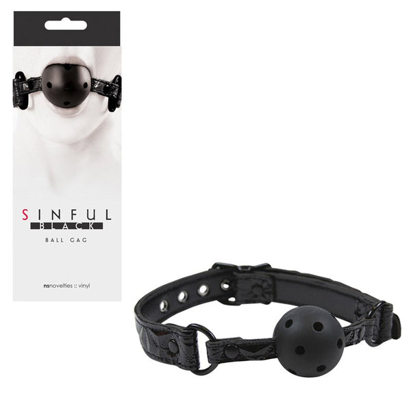 Sinful Vinyl Ball Gag Black - Royal Sins