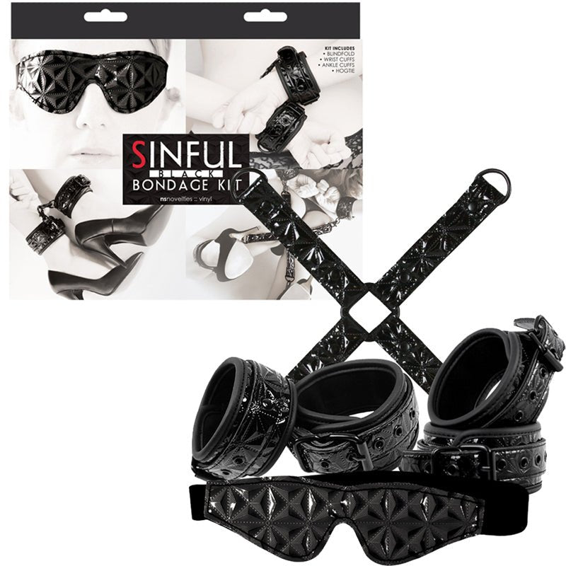 Sinful Vinyl Bondage Kit Black - Royal Sins