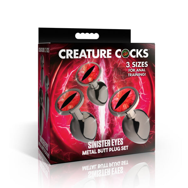 Sinister Eyes Red Eye Metal Butt Plug Set - Royal Sins