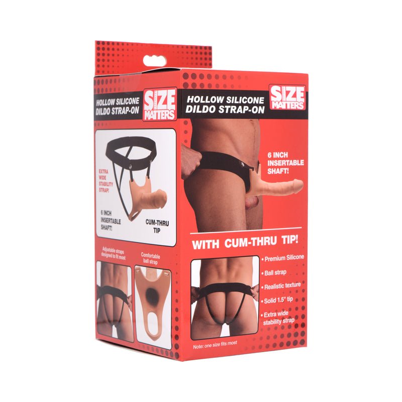 Size Matters Hollow Silicone Dildo Strap - On Beige - Royal Sins