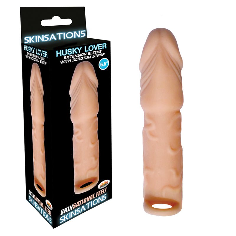 Skinsations Husky Lover Extension Sleeve With Scrotum Strap 6.5in - Royal Sins