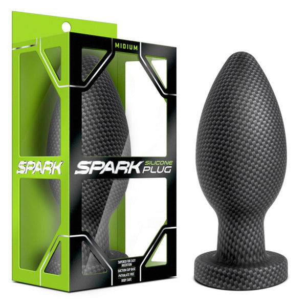 Spark Silicone Anal Plug Medium Carbon Fiber - Royal Sins