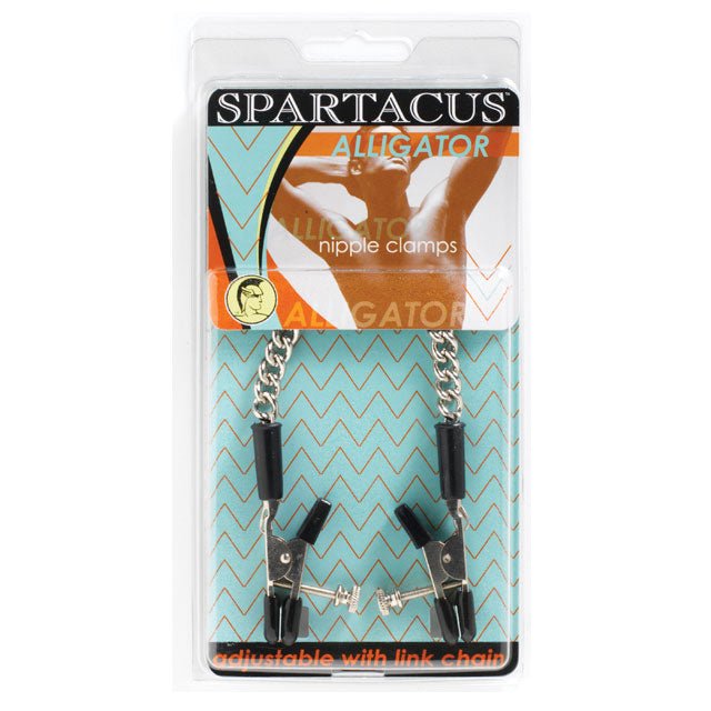 Spartacus Adjustable Nipple Clams With Curbed Chain Rubber Tipped - Royal Sins