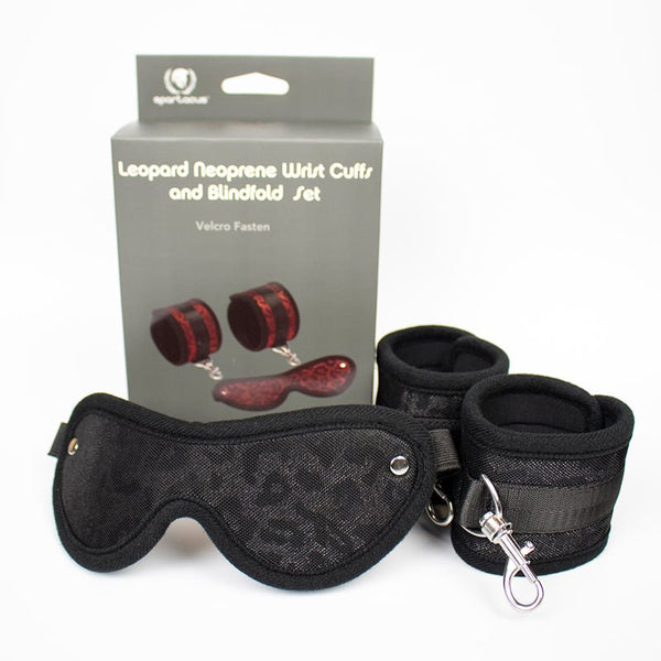 Spartacus Blindfold and Wrist Cuff Kit Neoprene Black - Royal Sins