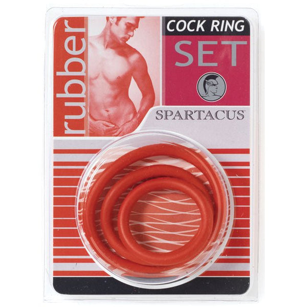 Spartacus Cock Ring Set (3 Rubber Enhancers/Red) - Royal Sins