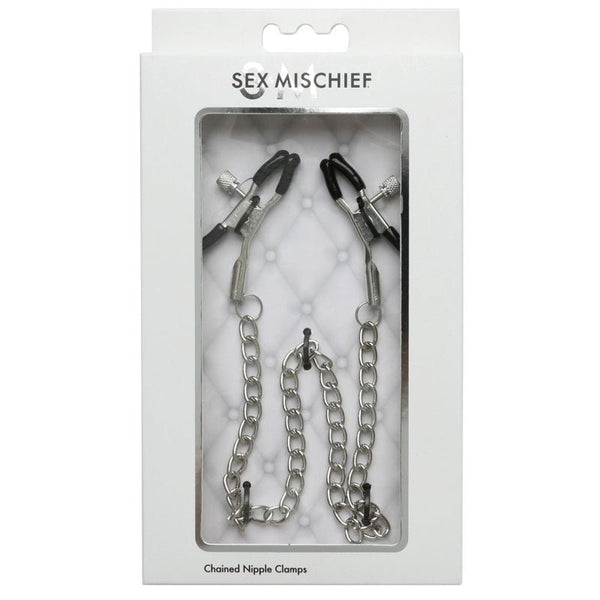 Sportsheets Sex & Mischief Adjustable Chained Nipple Clamps - Royal Sins