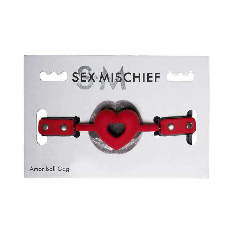 Sportsheets Sex & Mischief Amor Breathable Heart - Shaped Silicone Ball Gag Red - Royal Sins