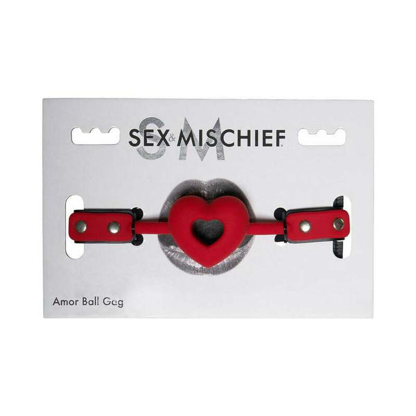 Sportsheets Sex & Mischief Amor Breathable Heart - Shaped Silicone Ball Gag Red - Royal Sins
