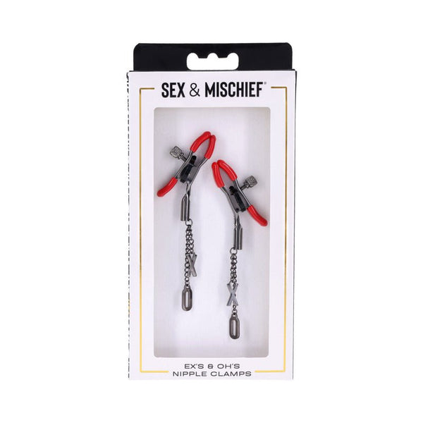 Sportsheets Sex & Mischief Ex's & Oh's Nipple Clamps - Royal Sins