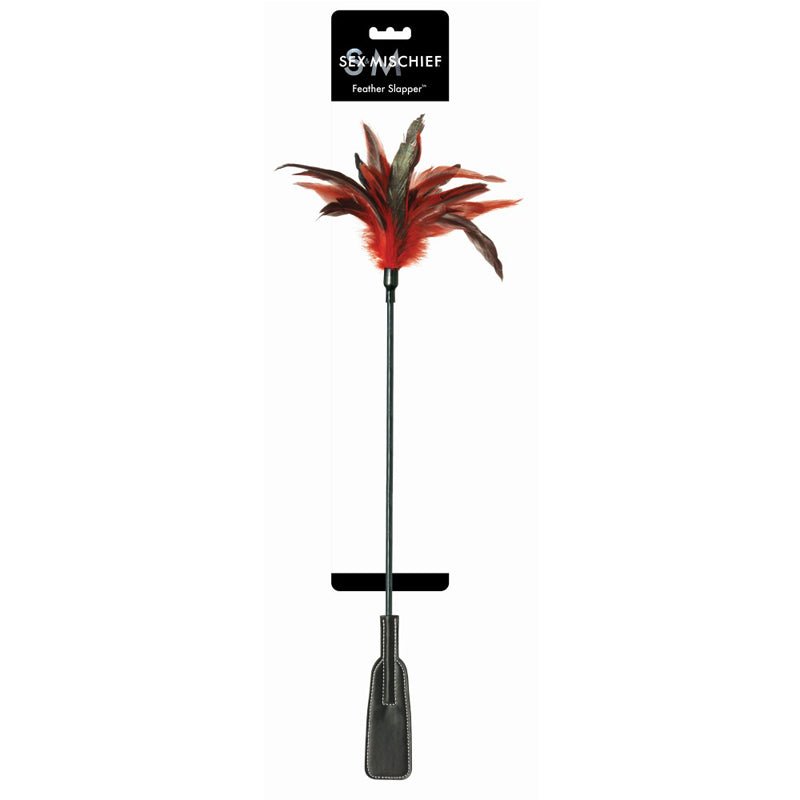 Sportsheets Sex & Mischief Feather Slapper Dual - Ended Tickler Crop Red/Black - Royal Sins