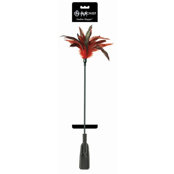 Sportsheets Sex & Mischief Feather Slapper Dual - Ended Tickler Crop Red/Black - Royal Sins