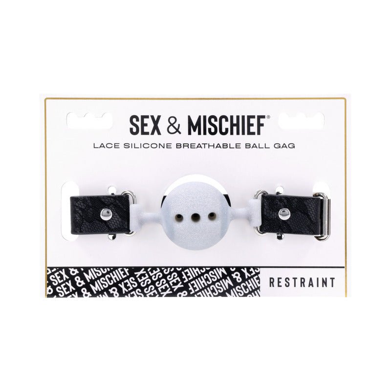 Sportsheets Sex Mischief Lace Silicone Breathable Ball Gag - Royal Sins