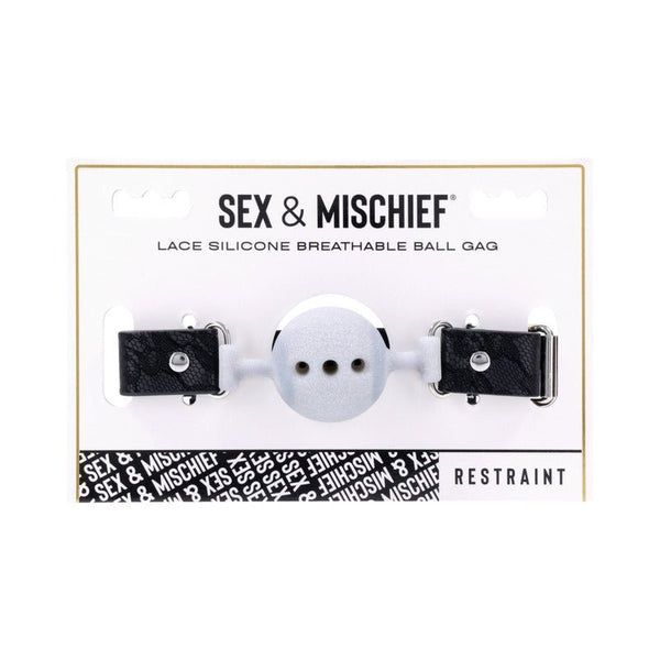 Sportsheets Sex Mischief Lace Silicone Breathable Ball Gag - Royal Sins