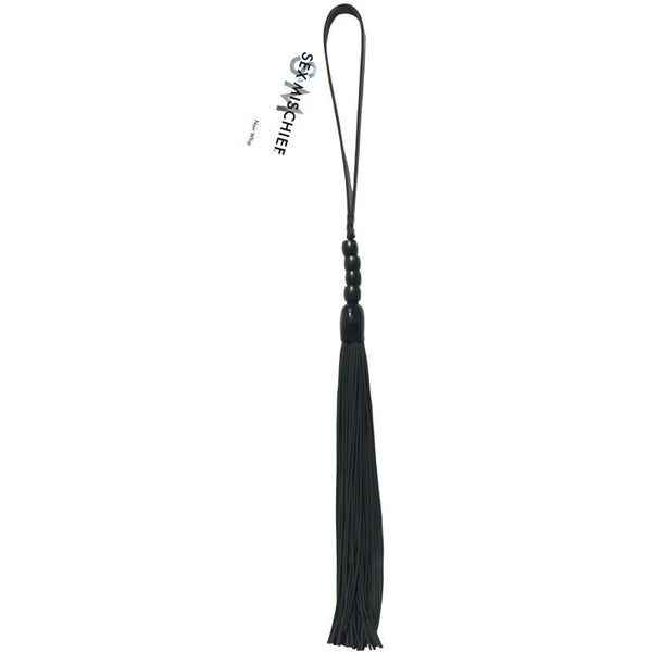 Sportsheets Sex & Mischief Noir Whip 16 in. Beaded Flogger - Royal Sins
