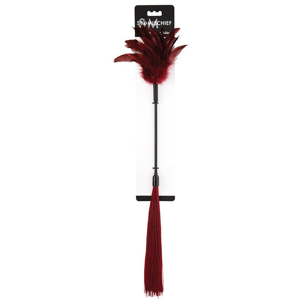 Sportsheets Sex & Mischief Shadow Feather Tickler Dual - Ended Flogger Burgundy - Royal Sins